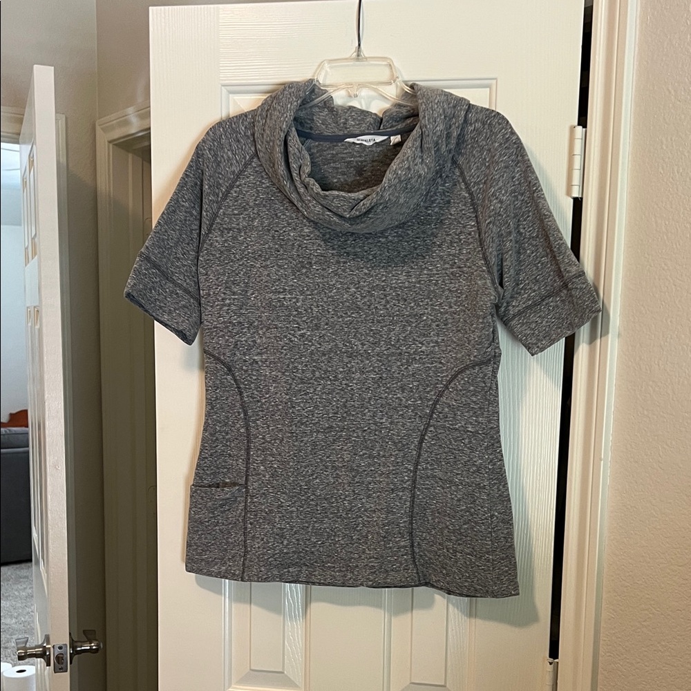 Athleta Gray Cowl Neck Cotton Sweater